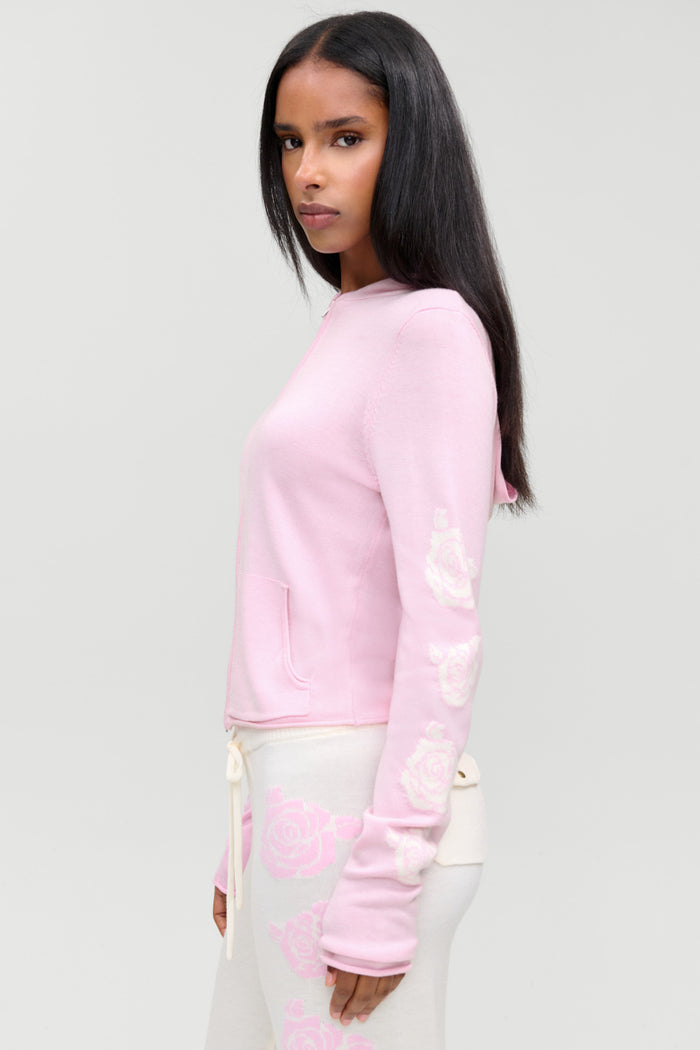 Calvin Knit Zip Up Hoodie - Pillow Pink