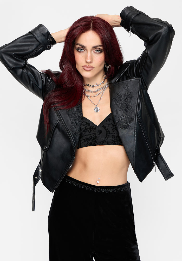 Cameo Flocked Mesh Bralet