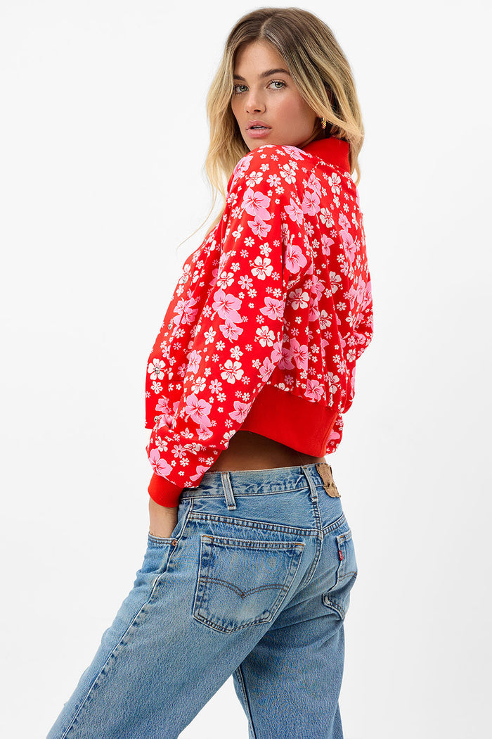 cameron bomber jacket coconut girl red floral print
