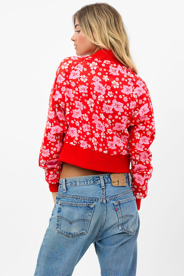 cameron bomber jacket coconut girl red floral print