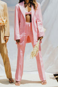Caroline Kennedy Pink Punch Straight Leg Vegan Leather Pants
