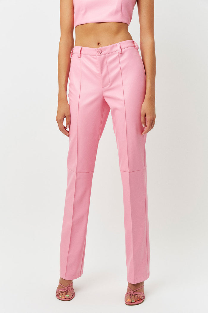 Caroline Kennedy Pink Punch Straight Leg Vegan Leather Pants