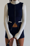 Carter Zip Up Knit Sweater - Starlight