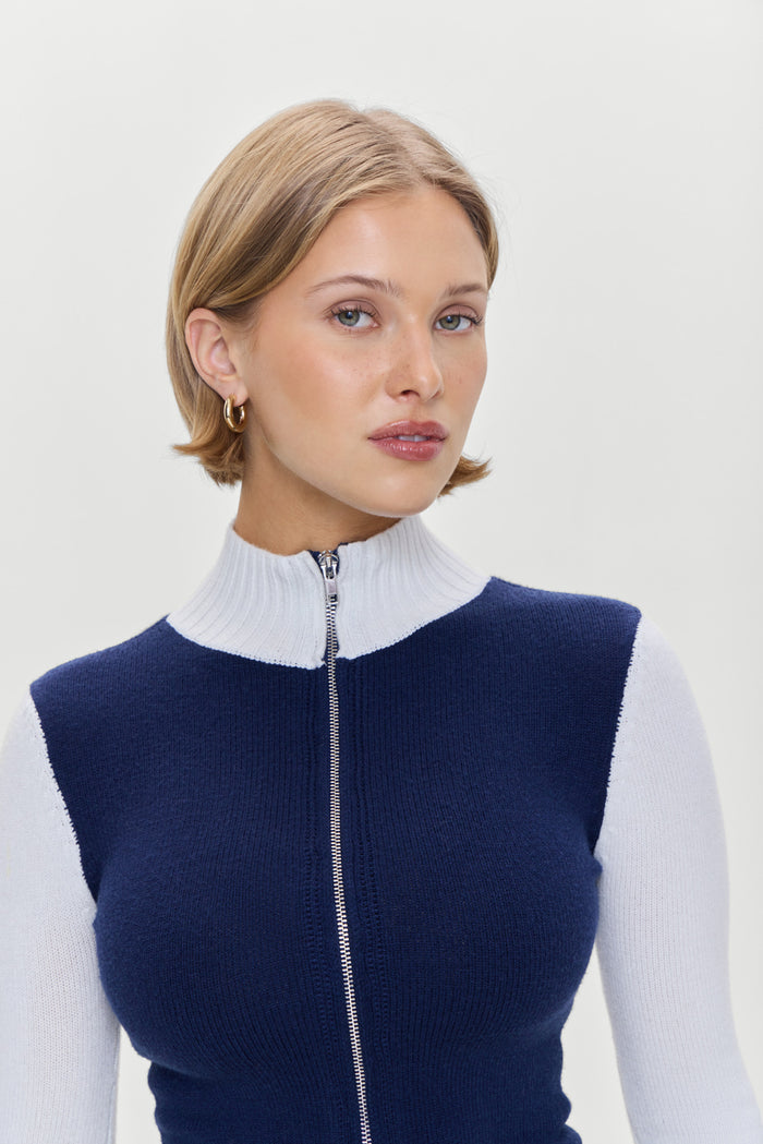 Carter Zip Up Knit Sweater Starlight