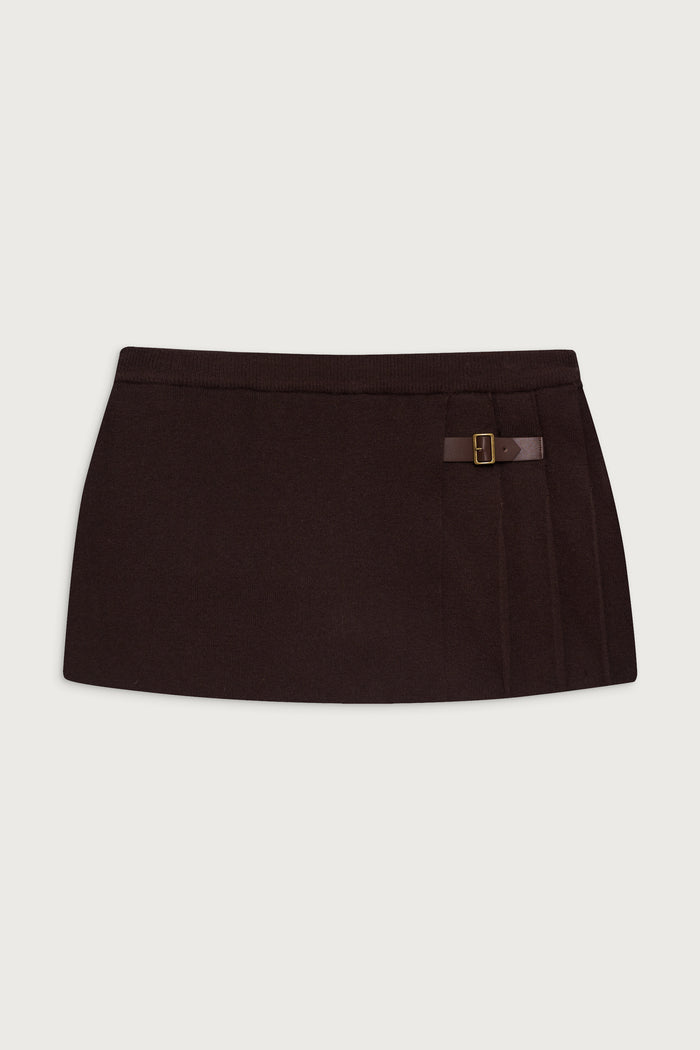 Carver cloud knit pleated skort mocha