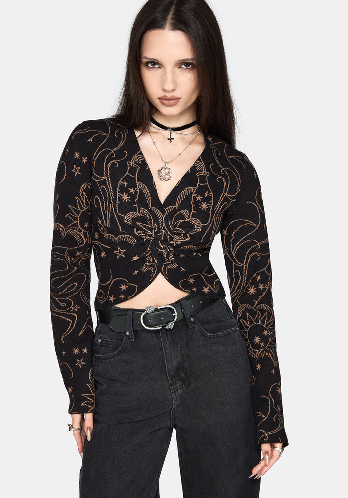 Celeste Celestial Jacquard Knit Top
