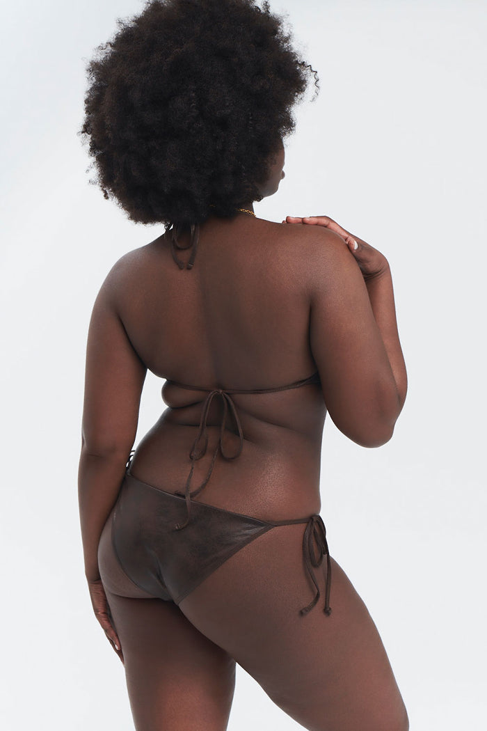Celeste Leather Look Monokini One Piece Swimsuit Cocoa