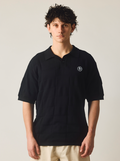Check Knit Polo in Black