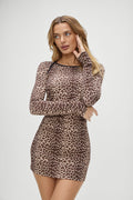 Chelsea Long Sleeve Mini Dress in Cheetah Print