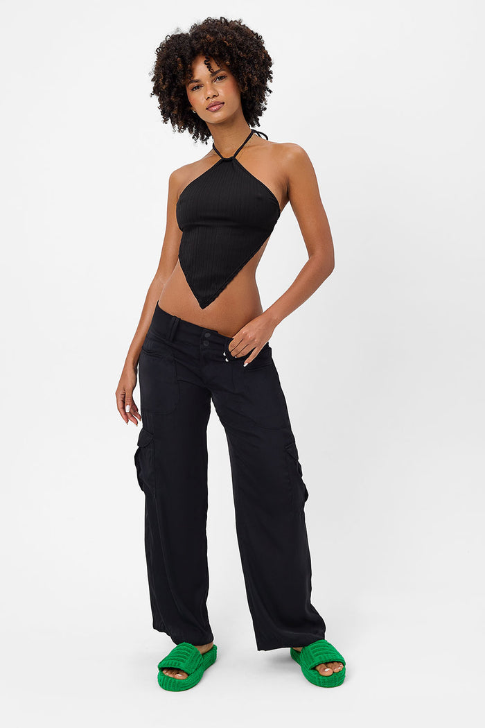 Chilli Satin Cargo Pant Black