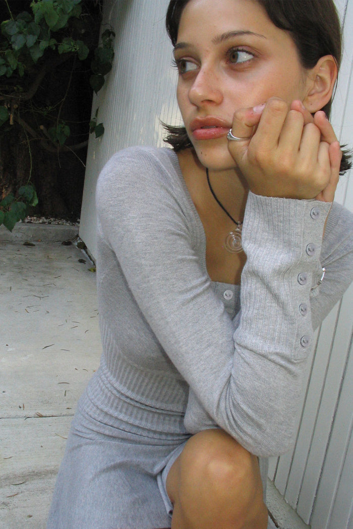 Claude Knit Long Sleeve Dress Heather Grey