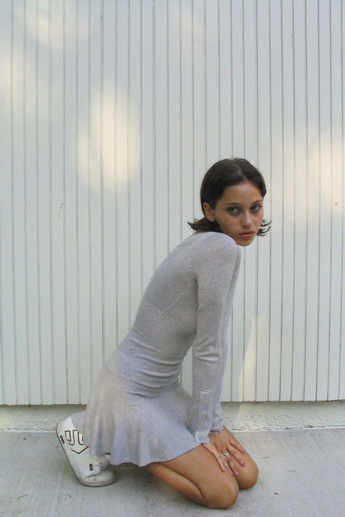 Claude Knit Long Sleeve Dress Heather Grey