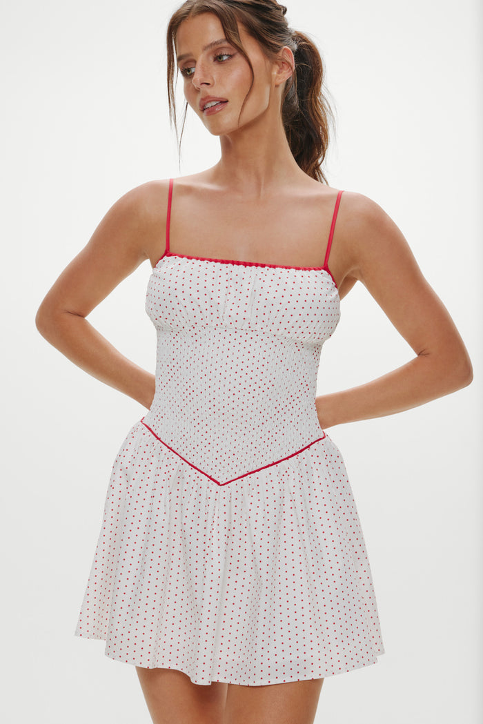 Coast Cotton Mini Dress- Red Dot