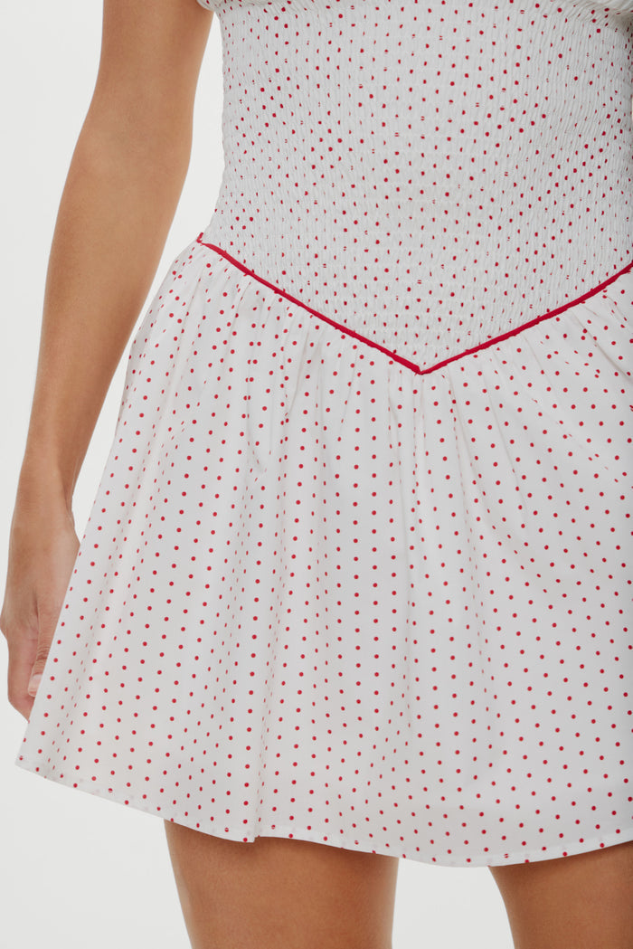 Coast Cotton Mini Dress- Red Dot