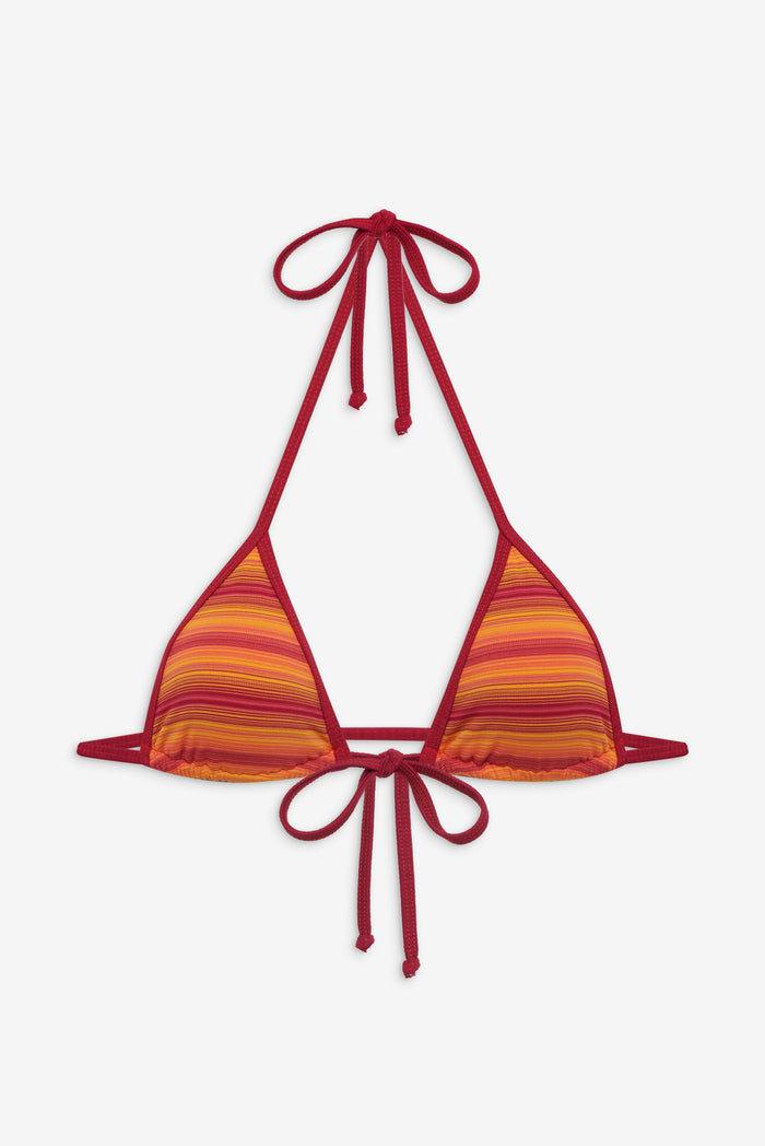 Coastal Front Tie Micro Triangle Bikini Top Harvest Moon Stripe