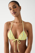 Coastal micro triangle bikini top pocketful of posies yellow