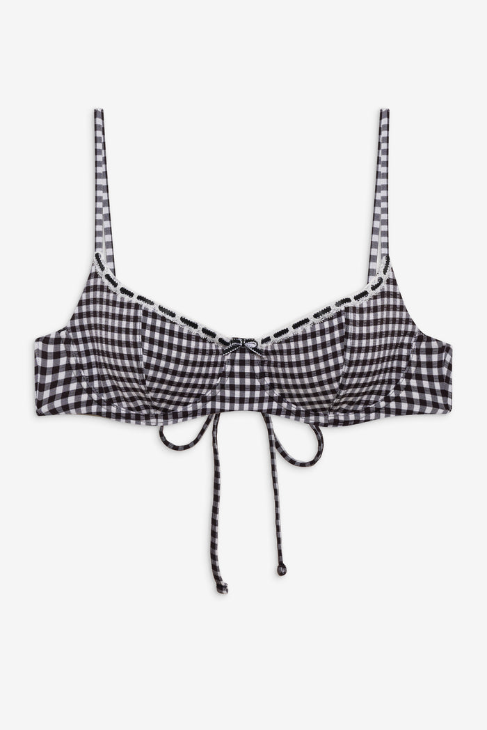 Cola Seersucker Gingham Underwire Bikini Top Blackberry Gingham