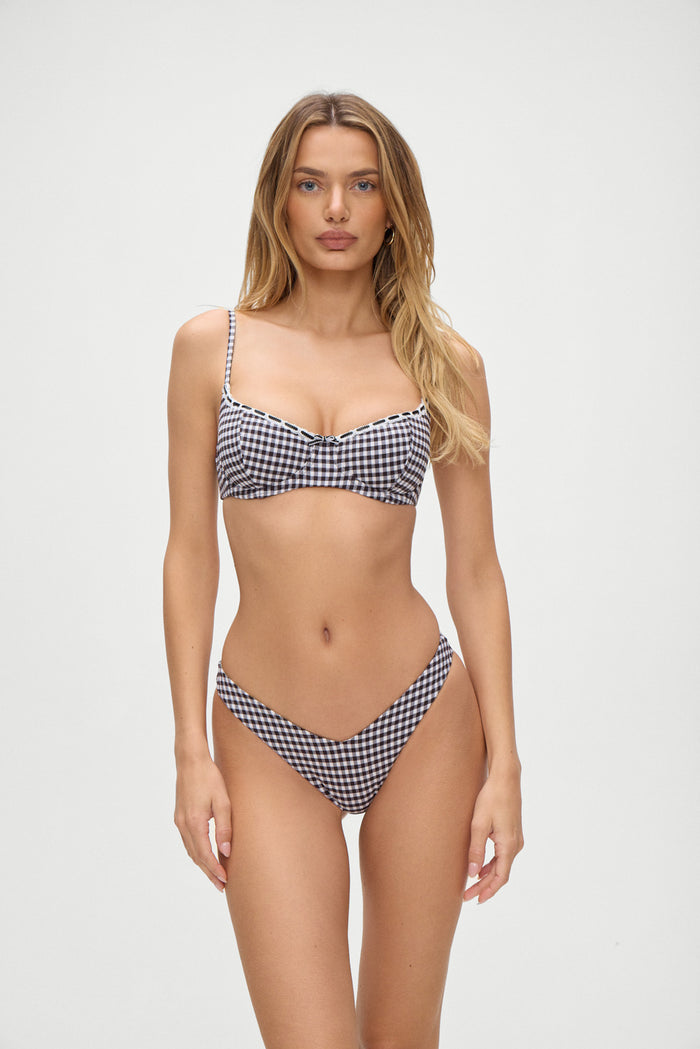 Cola Seersucker Gingham Underwire Bikini Top Blackberry Gingham