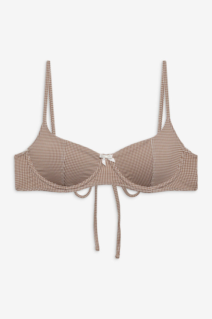 Cola Gingham Underwire Bikini Top Brown Gingham