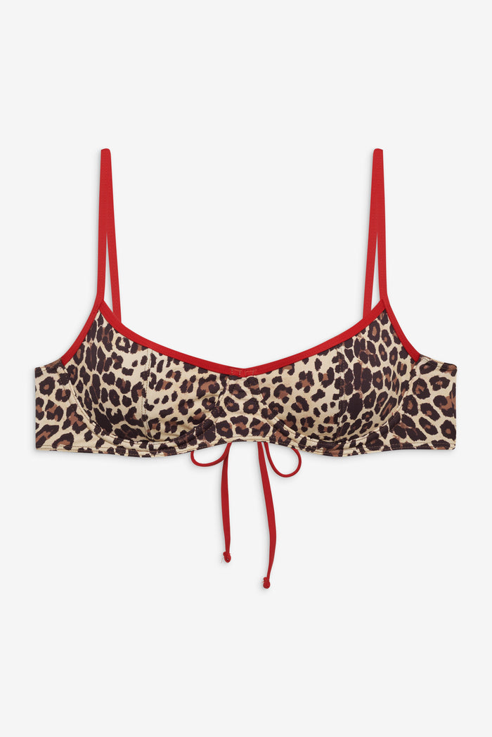 Cola Underwire Bikini Top Cheetah with Red Trim