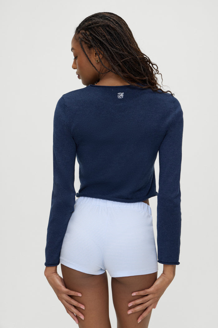 Kennedy Cotton Knit Sweater Deep Sea Blue