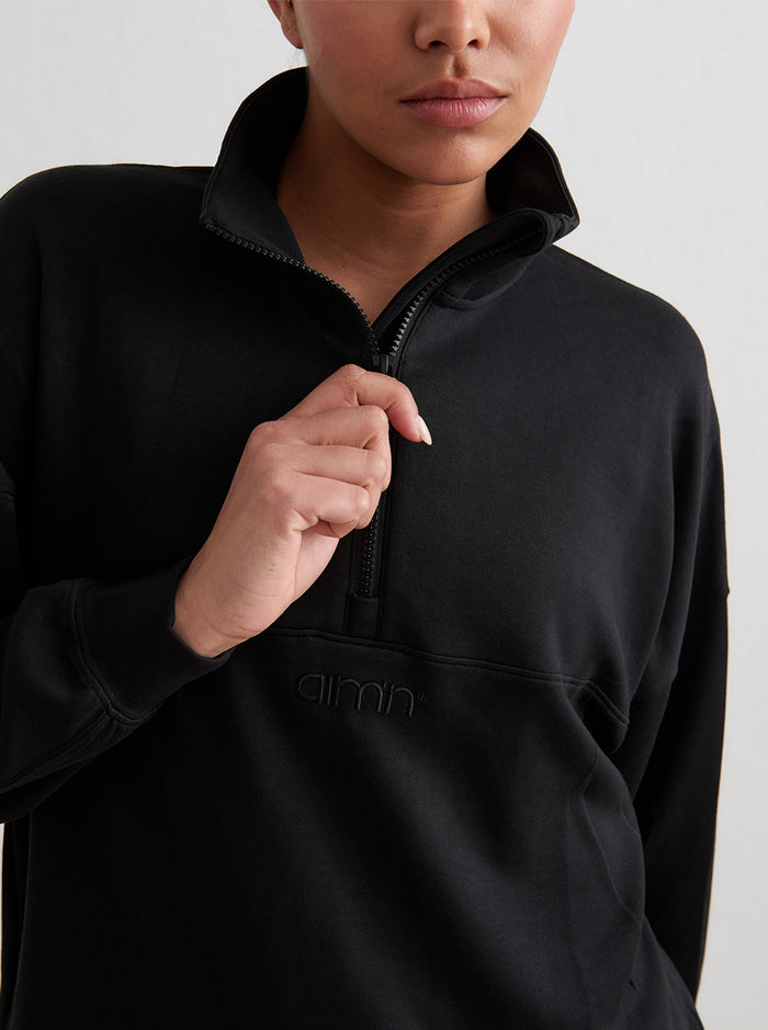 Comfy Modal Half Zip in Black