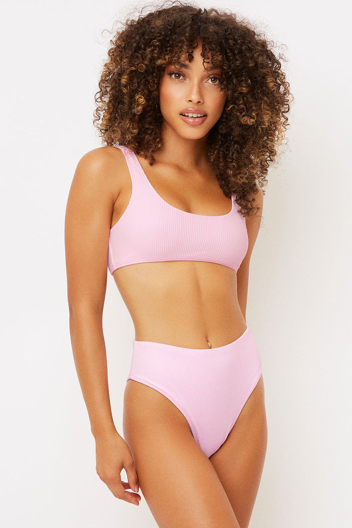 Connor Love Pink Ribbed Bralette Top