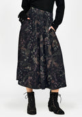 Curio Print Button Down Midi Skirt