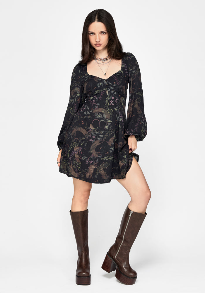 Curio Print Button Up Mini Dress