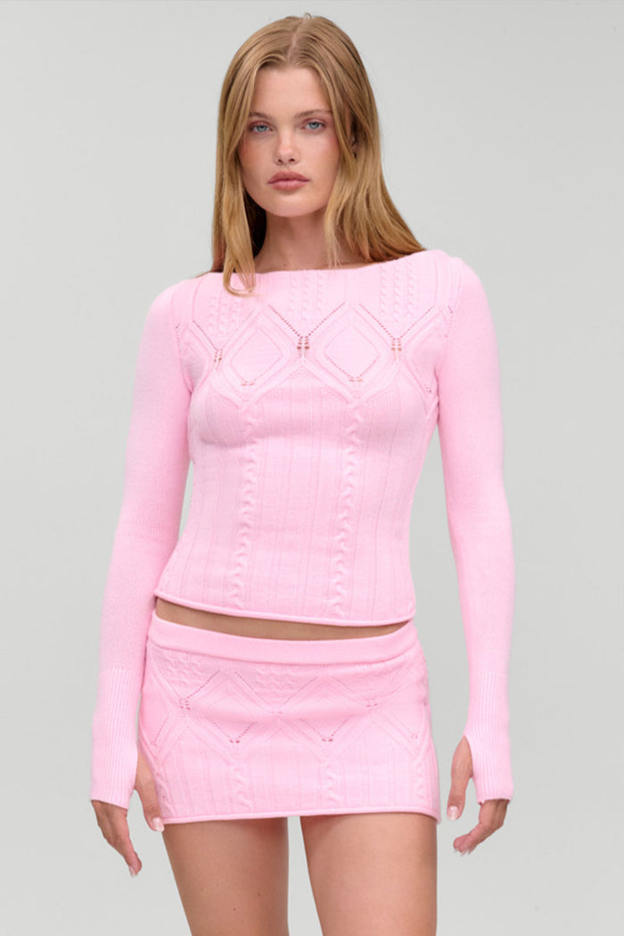 Cyprus Cloud Cable Knit Top - Pink Gem