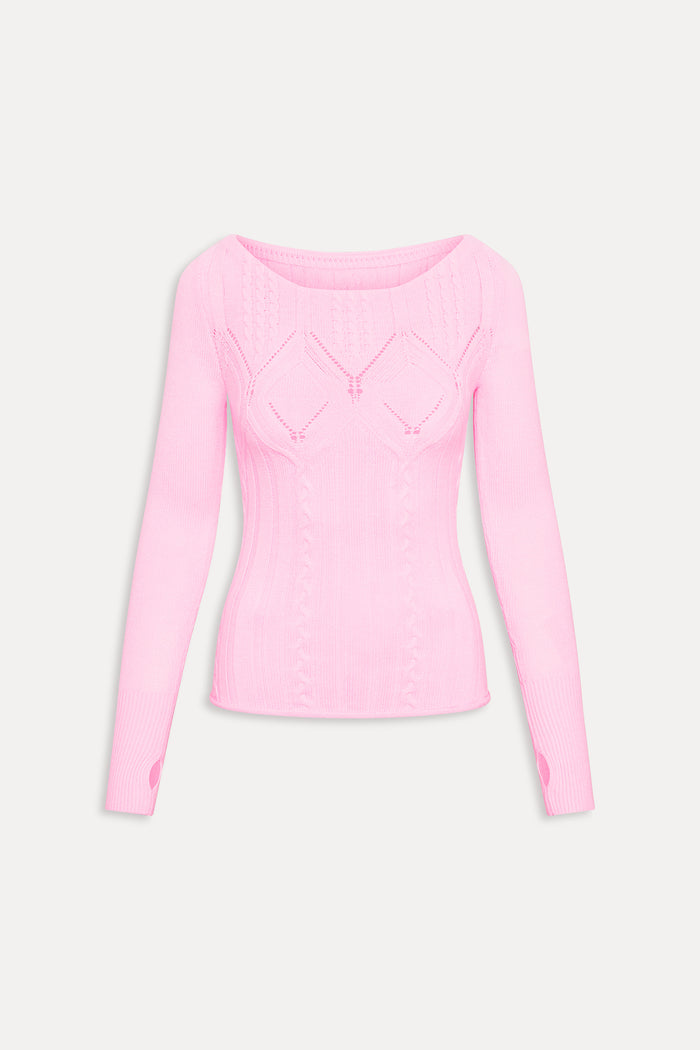 Cyprus Cloud Cable Knit Top - Pink Gem