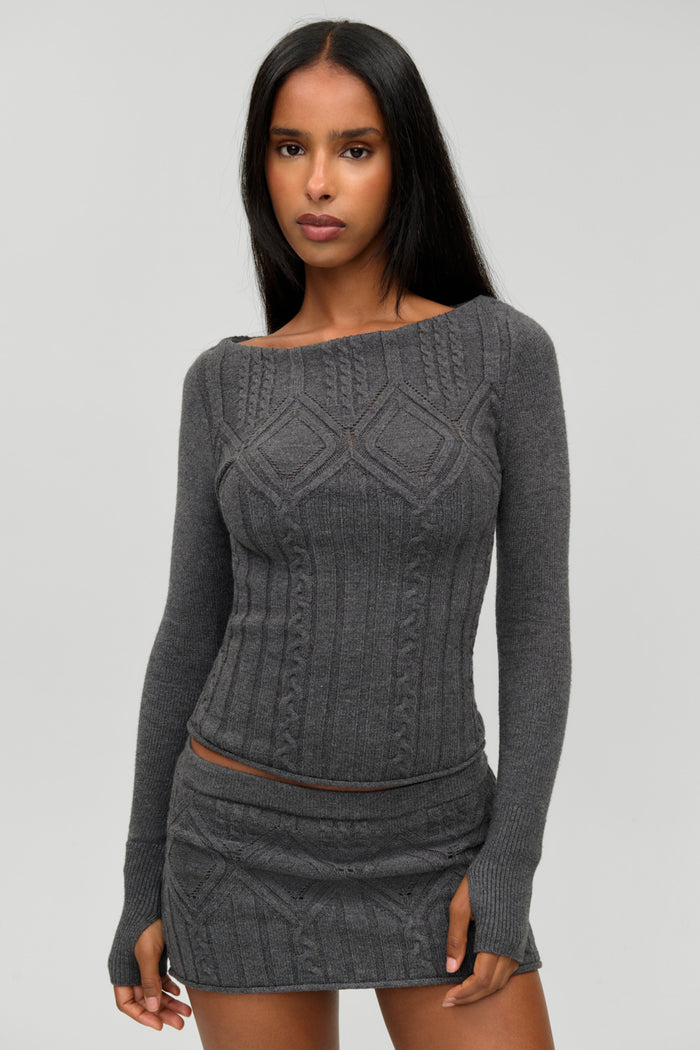 Cyprus Cloud Cable Knit Top - Winter Skies