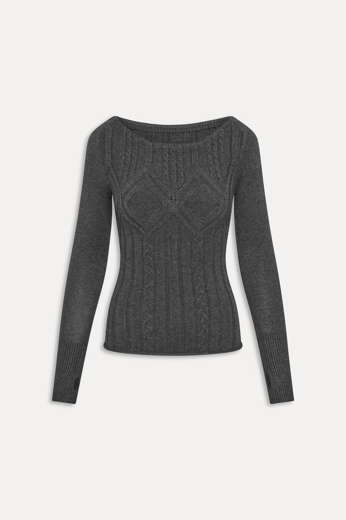 Cyprus Cloud Cable Knit Top - Winter Skies