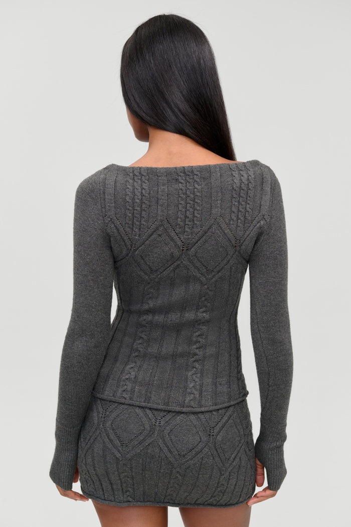 Cyprus Cloud Cable Knit Top - Winter Skies