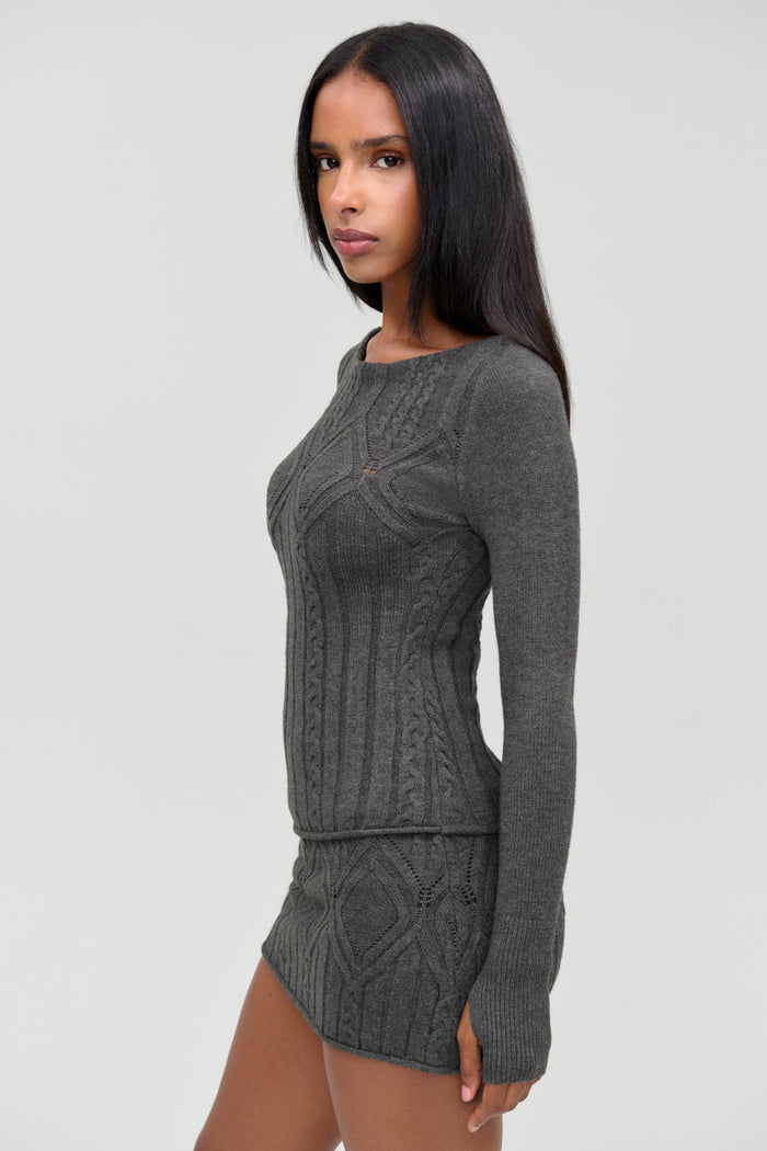 Cyprus Cloud Cable Knit Top - Winter Skies
