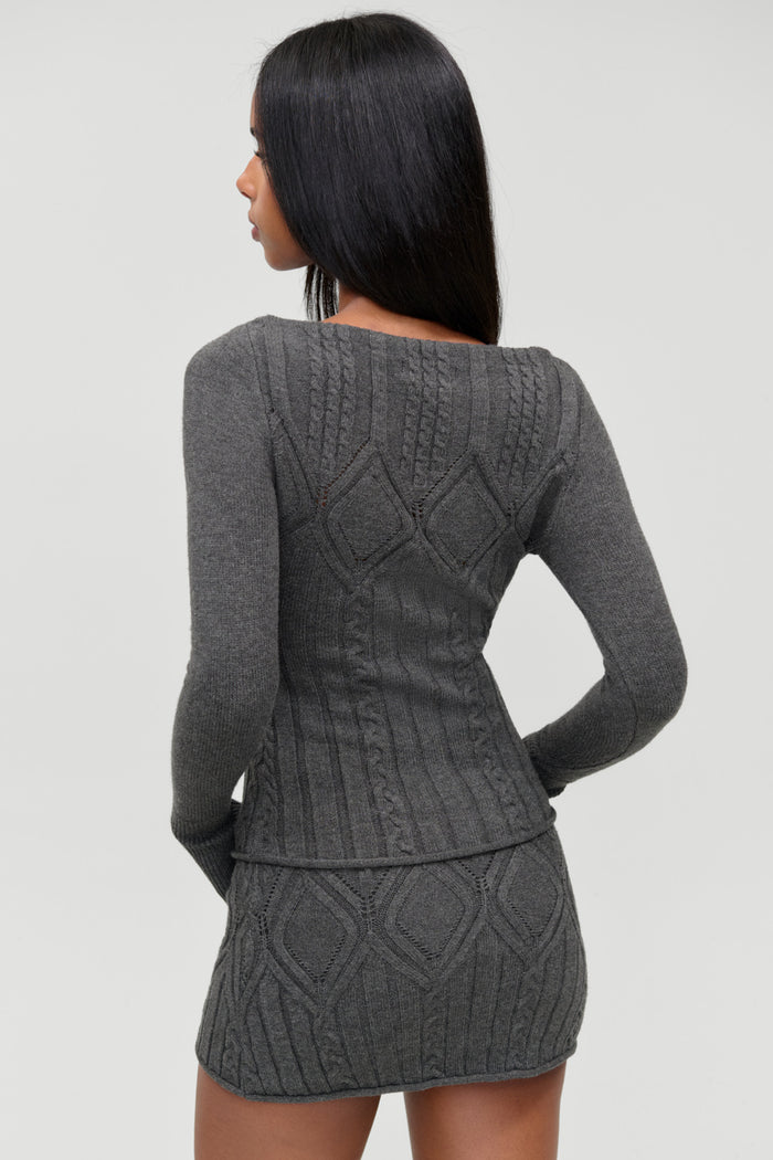 Cyprus Cloud Cable Knit Top - Winter Skies