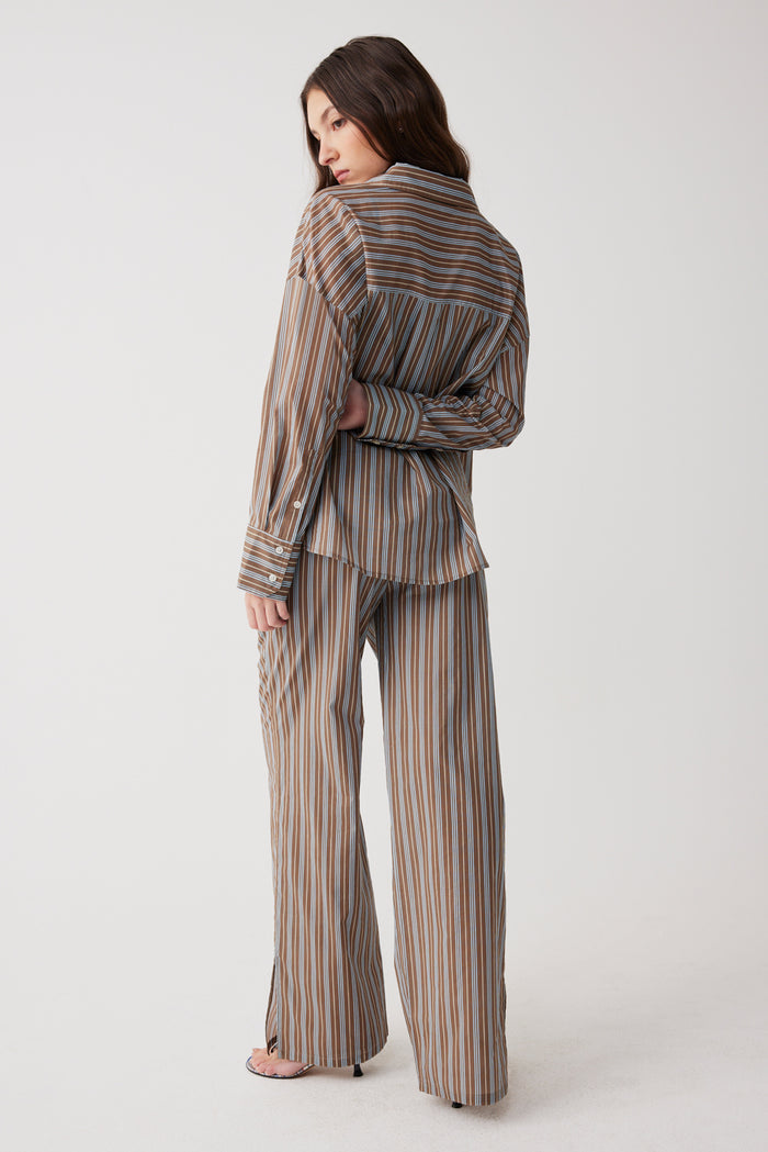 Daisy striped low rise pant ocean stone