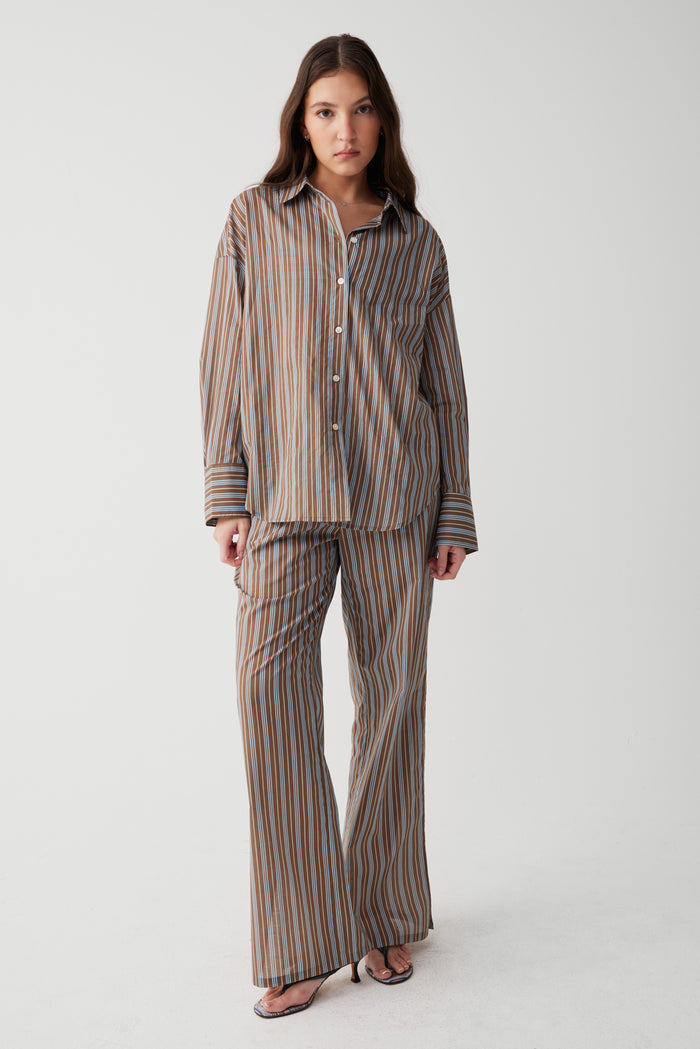 Daisy striped low rise pant ocean stone