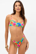 Dallas Floral Bralette Bikini Top Neon Surfer Print
