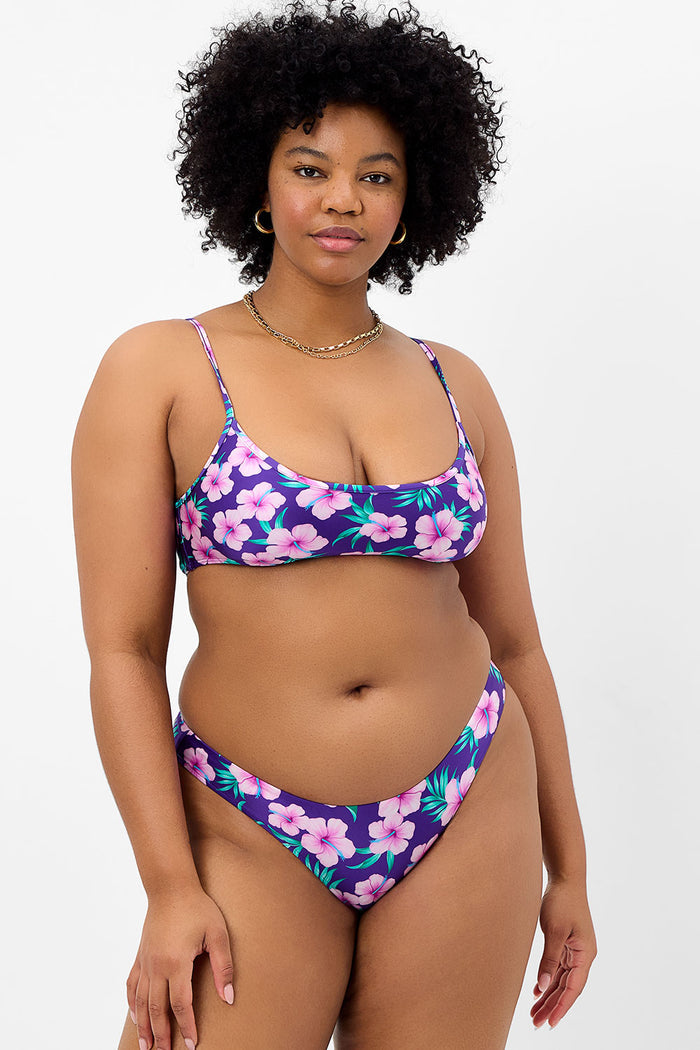 Dallas Shine Bralette Bikini Top Purple Hibiscus