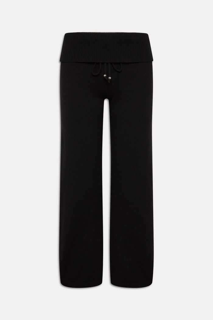 Dawson Knit Fold Over Pants - Black