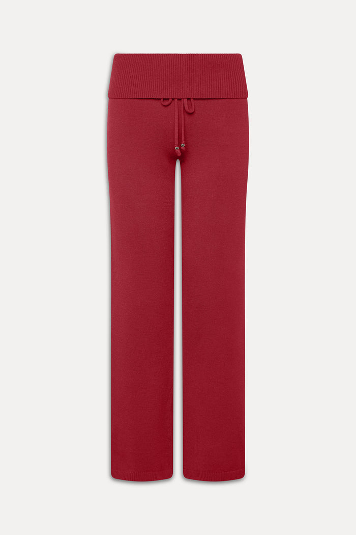 Dawson Knit Fold Over Pants - Rosewood
