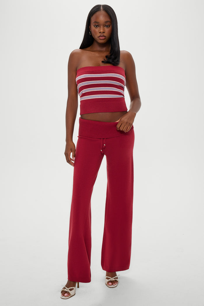 Dawson Knit Fold Over Pants - Rosewood
