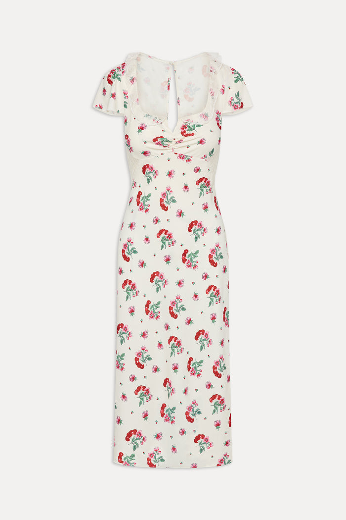 Delicate Lace Midi Dress - Cherry Flower