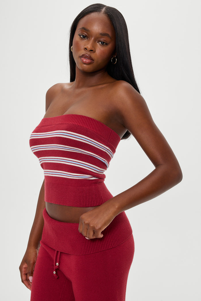 Destiny Knit Tube Top - Collegiate Stripe