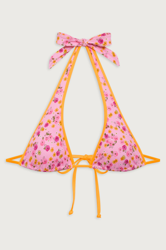 Diana floral halter bikini top queen's bath pink