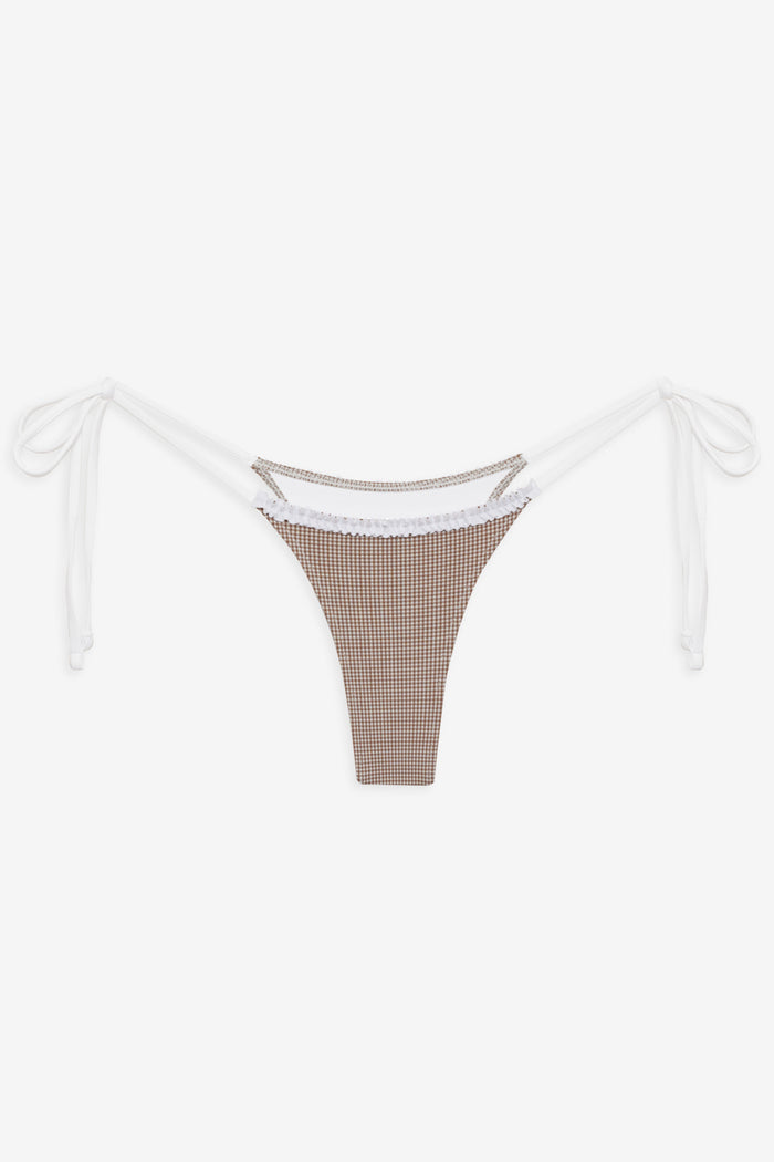 Divine Gingham Skimpy Bikini Bottom Brown Gingham