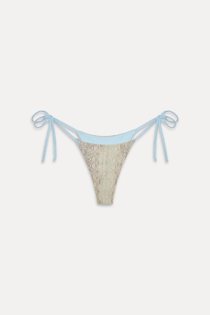 Divine Satin Skimpy Bikini Bottom - Blue Python