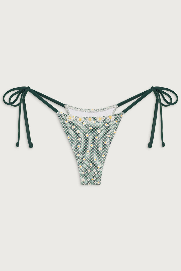 Divine skimpy gingham bikini bottom orchard picnic green