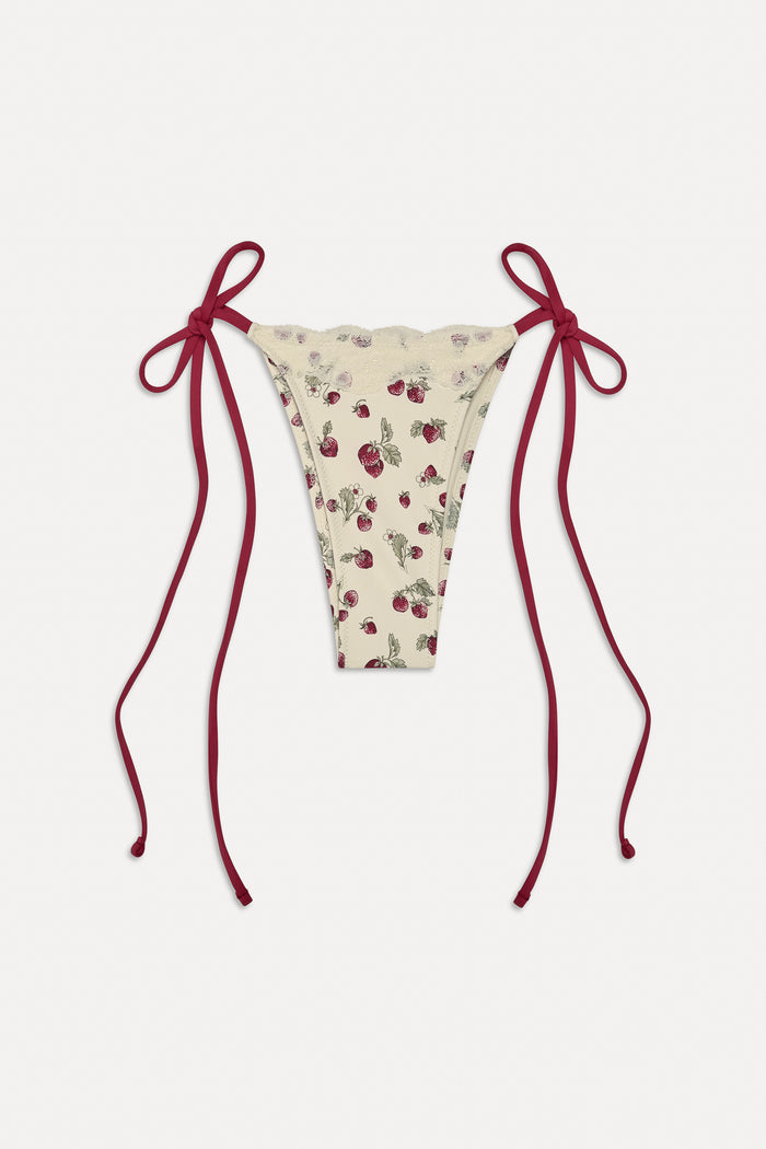 Divine Skimpy String Bikini Bottom Strawberry Field
